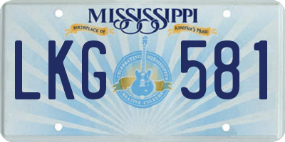MS license plate LKG581