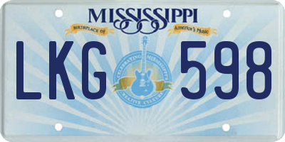 MS license plate LKG598
