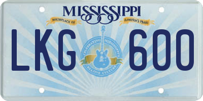 MS license plate LKG600