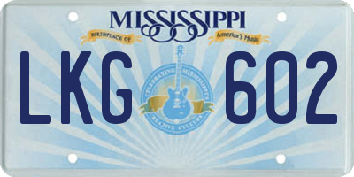 MS license plate LKG602