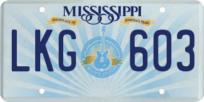 MS license plate LKG603