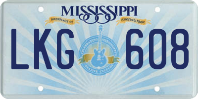 MS license plate LKG608