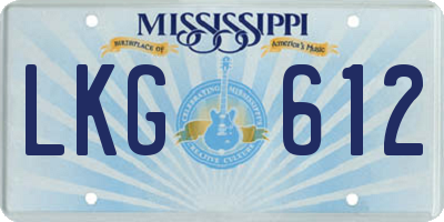 MS license plate LKG612