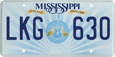 MS license plate LKG630