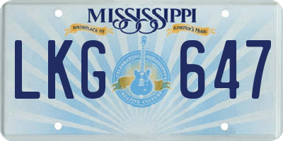 MS license plate LKG647