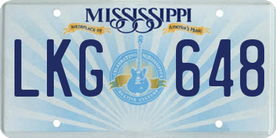 MS license plate LKG648