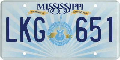 MS license plate LKG651