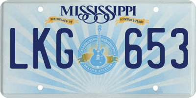 MS license plate LKG653