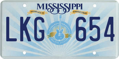 MS license plate LKG654