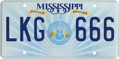 MS license plate LKG666