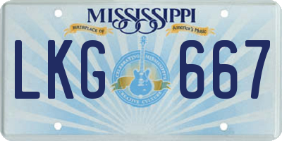 MS license plate LKG667