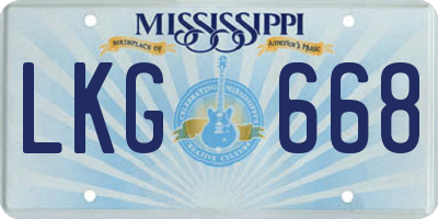 MS license plate LKG668