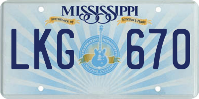 MS license plate LKG670