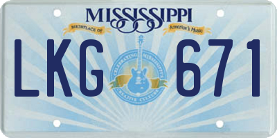 MS license plate LKG671