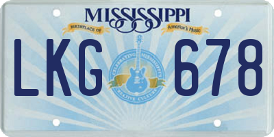 MS license plate LKG678