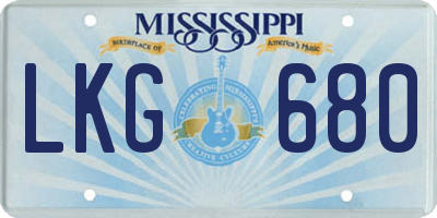 MS license plate LKG680