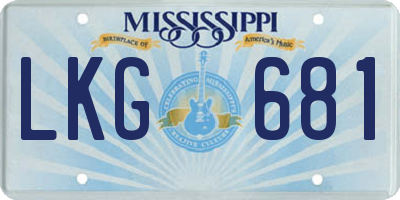 MS license plate LKG681