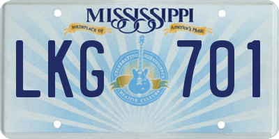 MS license plate LKG701