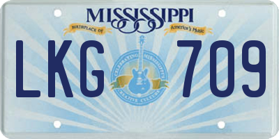MS license plate LKG709
