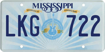 MS license plate LKG722