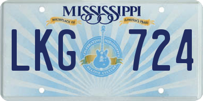 MS license plate LKG724