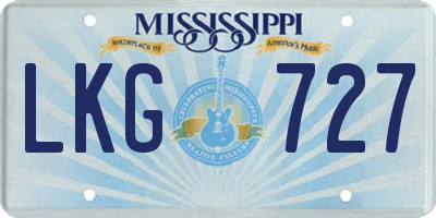 MS license plate LKG727
