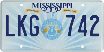 MS license plate LKG742