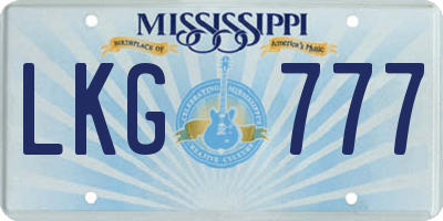 MS license plate LKG777