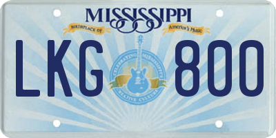 MS license plate LKG800