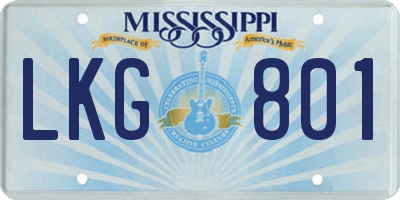 MS license plate LKG801