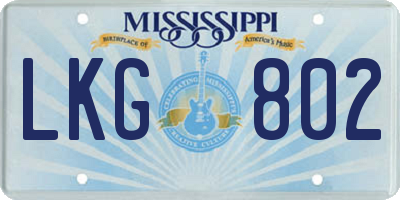 MS license plate LKG802