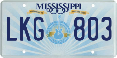 MS license plate LKG803