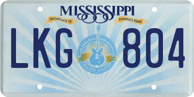 MS license plate LKG804