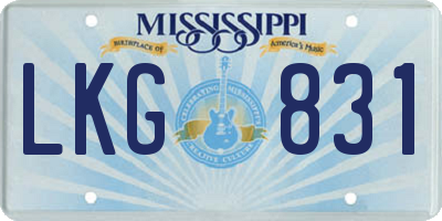 MS license plate LKG831