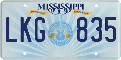 MS license plate LKG835