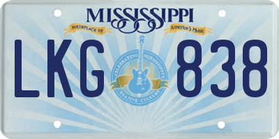 MS license plate LKG838