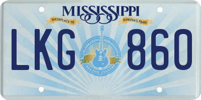MS license plate LKG860