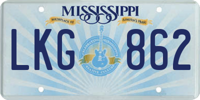 MS license plate LKG862