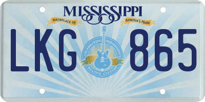 MS license plate LKG865