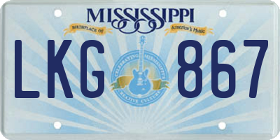 MS license plate LKG867