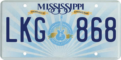 MS license plate LKG868