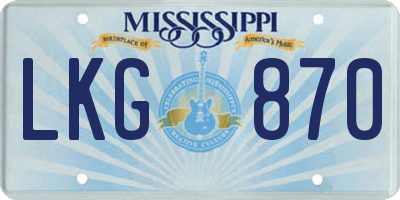 MS license plate LKG870