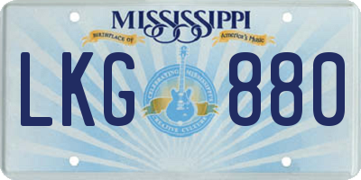 MS license plate LKG880