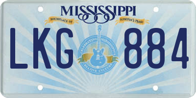 MS license plate LKG884
