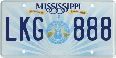 MS license plate LKG888