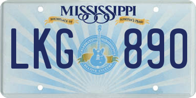 MS license plate LKG890