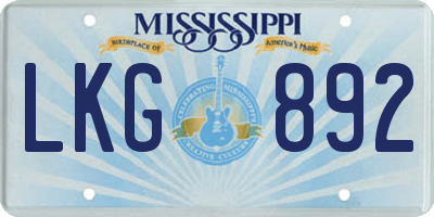 MS license plate LKG892