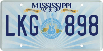 MS license plate LKG898