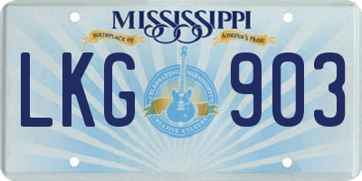MS license plate LKG903