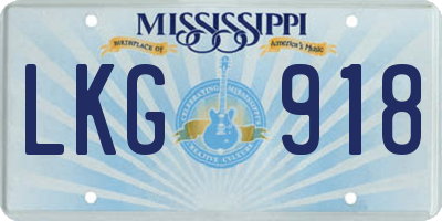 MS license plate LKG918
